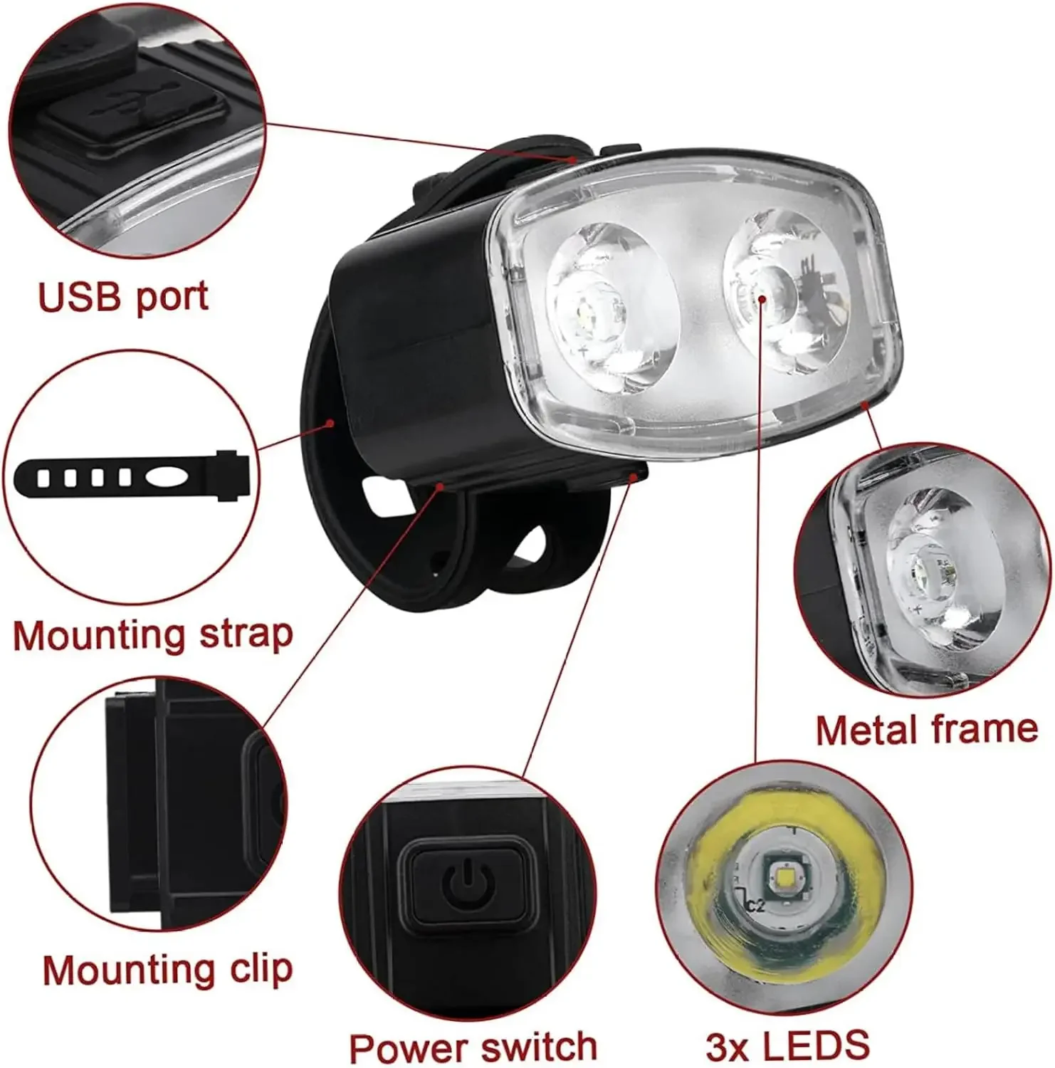 Juego de luces delanteras y tr - Bike Light Front Rear reseña y precio